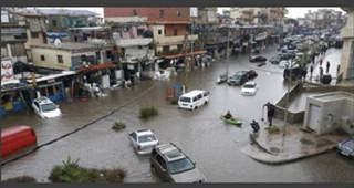 طوفان وسيول مع بداية تساقط الأمطار في لبنان