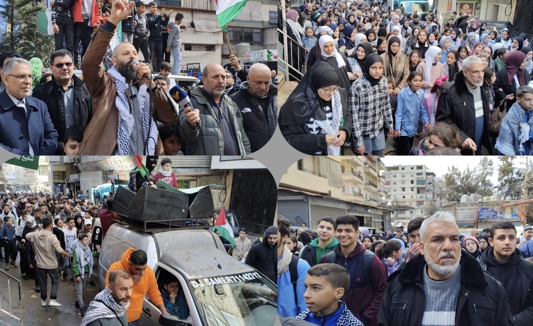 مسيرة جماهرية  حاشدة في مخيم البداوي شمال لبنان  دعما للاستاذ فتح الشريف